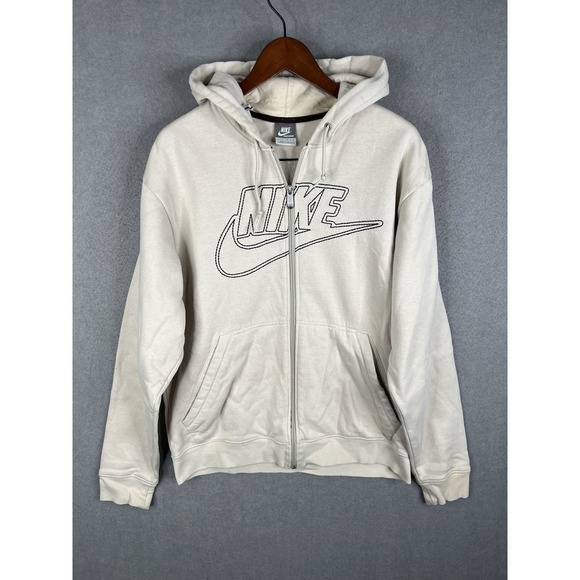 Vintage Y2K Nike Spellout Hoodie‎ Beige Brown Size M - Picture 1 of 10